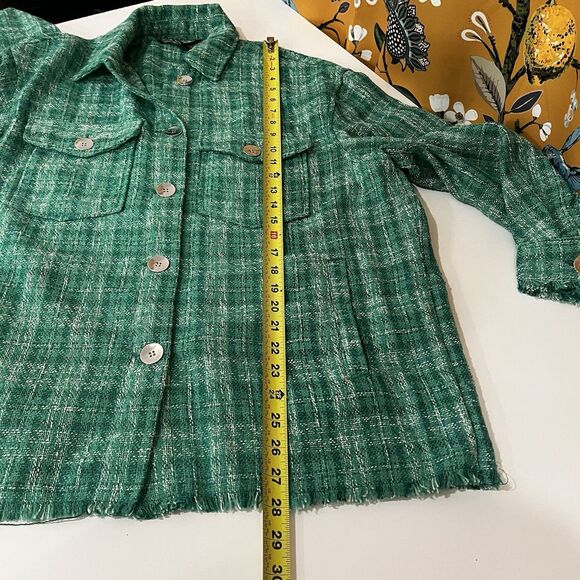 ZARA Woven Plaid Over Shirt Women's S Green Casual Comfy Retro 90s Y2K Boho - Picture 8 of 10